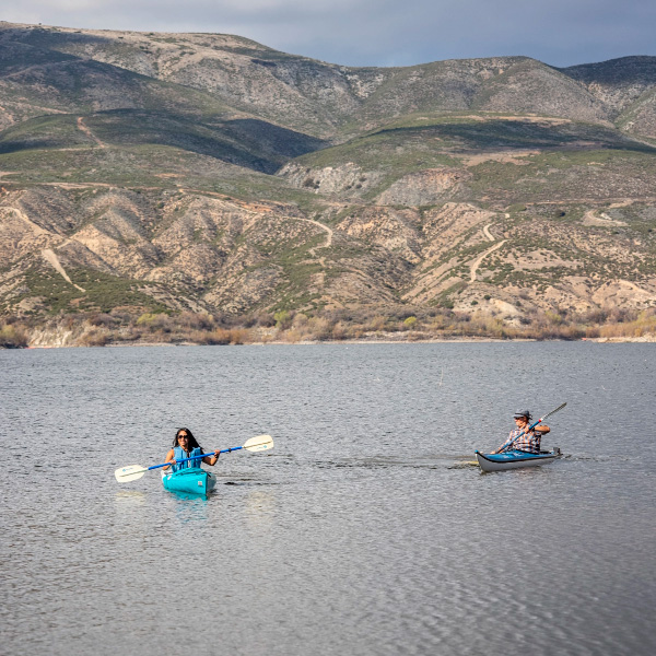 Two people in kayaks at Vail Lake Resort Temecula CA