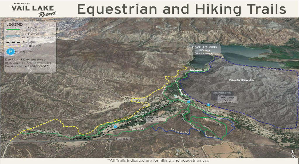 Vail Lake Resort - Hiking and Equestrian Trails Map