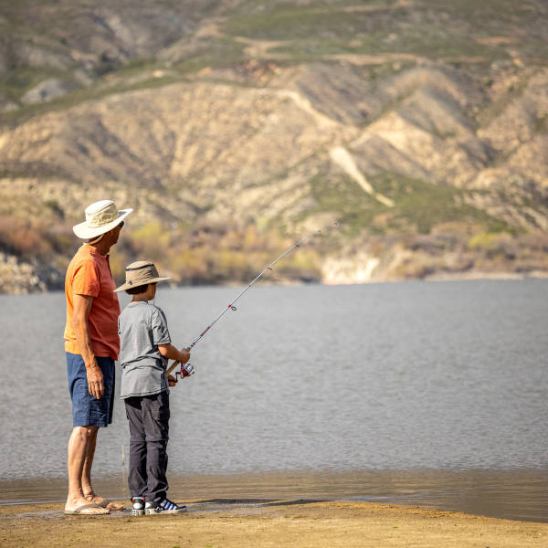 Fishers chatting while fishing at Vail Lake Resort Temecula CA
