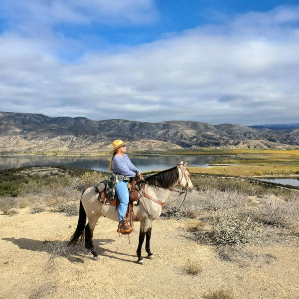 Solo horseback rider on The Horse Trails Vail Lake Resort Temecula CA